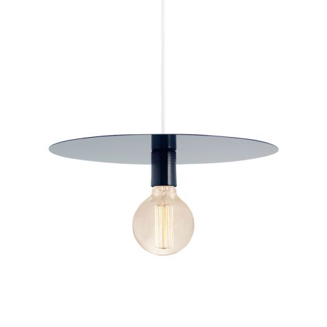 16" Ellington, 705-Navy, CSW-White Cloth Cord, Shown with Nostalgic Edison 40W G30 Bulb