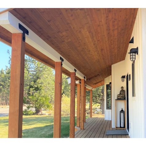 Streamline LED Industrial Guard Sconce, 105-Textured Black, Flared Shade, CGG-Standard Cast Guard, FST-Frosted Glass, Dusk to Dawn Photocell | Photo Courtesy of Customer
