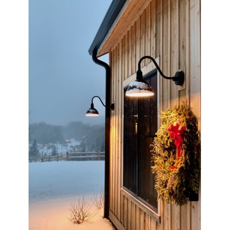 12" Wilcox LED, 100-Black, G15 Gooseneck Arm | Photo Courtesy of Tilted Barn Brewery & Apex Lighting