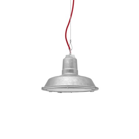 12" The Original™ Studio Light, 975-Galvanized, Acrylic Diffuser, CSR-Red Cloth Cord