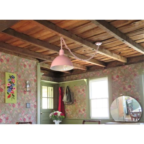 16" Wilcox Chain Hung, 480-Blush Pink, SWH-Standard White Cord | Photo Courtesy of Homeowner