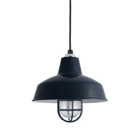 12" Avalon Nautical LED, 705-Navy, CGG-Standard Cast Guard, RIB-Ribbed Glass, CSB-Black Cloth Cord