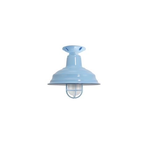 11" Bomber Nautical LED, 765-Porcelain Delphite, CGG-Standard Cast Guard, FST-Frosted Glass