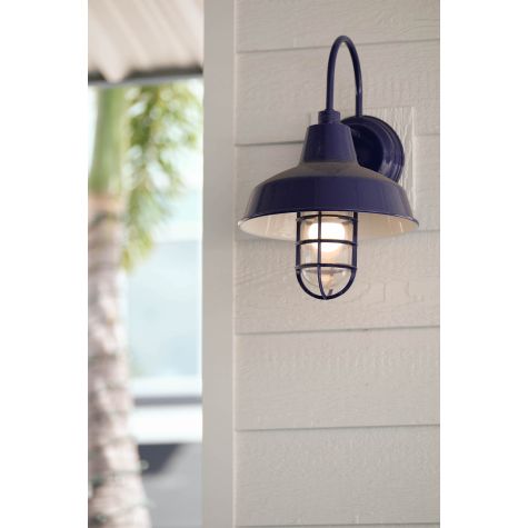 14" Avalon Wall Sconce, 710-Cobalt Blue (Paint to Match Porcelain), CGG-Standard Cast Guard, CLR-Clear Glass