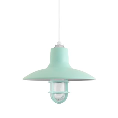 14" Dominion Nautical LED, 370-Mint, TGG-Heavy Duty Cast Guard, RIB-Ribbed Glass, CSW-White Cloth Cord