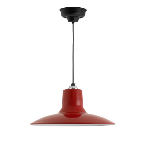 12" Dominion LED, 400-Barn Red, CSB-Black Cloth Cord, Canopy in 100-Black