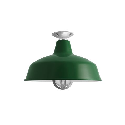16" Avalon Nautical LED, 307-Emerald Green, TGG-Heavy Duty Cast Guard, 975-Galvanized, RIB-Ribbed Glass, Mounting in 975-Galvanized