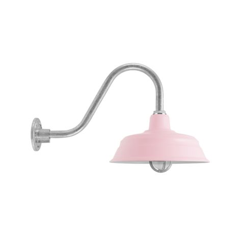 15" Bomber Nautical LED, 380-Blush Pink, TGG-Heavy Duty Cast Guard, FST-Frosted Glass, G15 Gooseneck Arm, 975-Galvanized