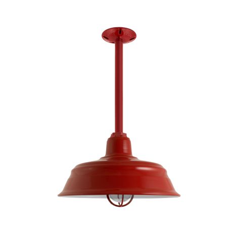 15" Bomber Nautical LED, 400-Barn Red, CGG-Standard Cast Guard, RIB-Ribbed Glass