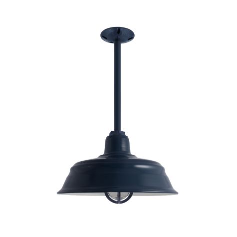15" Bomber Nautical LED, 705-Navy, TGG-Heavy Duty Cast Guard, RIB-Ribbed Glass