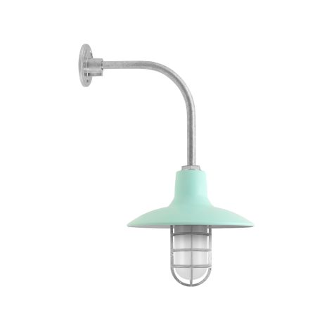 12" Dominion Nautical LED, 370-Mint, CGG-Standard Cast Guard, 975-Galvanized, RIB-Ribbed Glass, G12 Gooseneck Arm