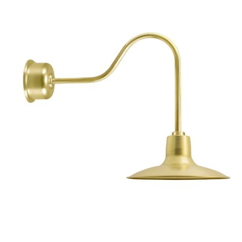 16" Dominion LED, 997-Natural Raw Brass, G24 Gooseneck Arm, Decorative Backing Plate & Hex Cover