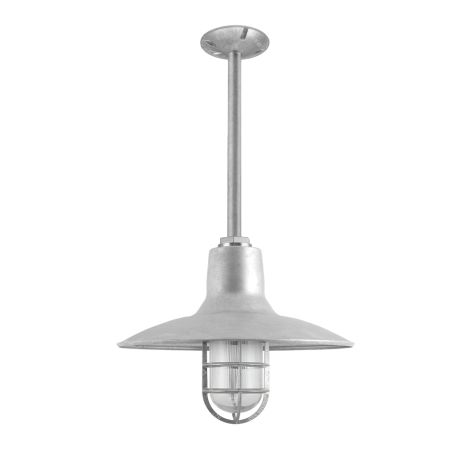 14" Dominion Nautical LED, 975-Galvanized, CGG-Standard Cast Guard, RIB-Ribbed Glass