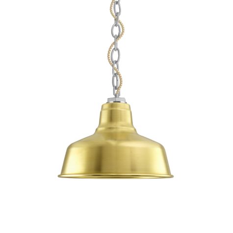 10" Esso LED, 997-Natural Raw Copper, Mounting in 975-Galvanized, CSGW-Gold & White Cloth Cord