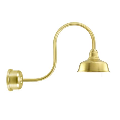 10" Esso LED, 997-Natural Raw Brass, G32 Gooseneck Arm, Decorative Backing Plate & Hex Cover