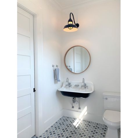 14" Sydney Gooseneck, 705-Navy, G11 Gooseneck Arm, FST-Frosted Glass