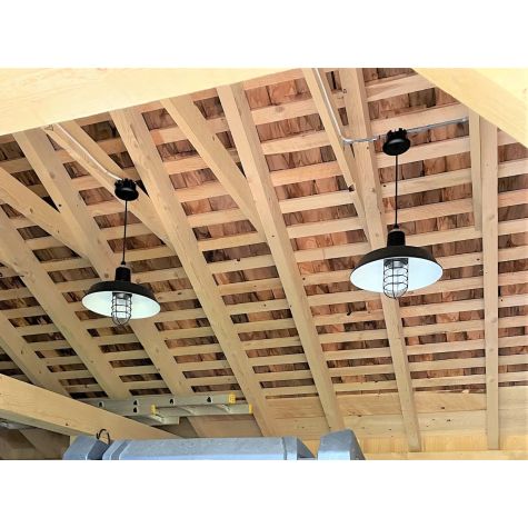 16" The Original™ Nautical LED Pendant, 105-Textured Black, SBK-Standard Black Cord, WGG-Wire Guard, CLR- Clear Glass