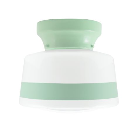 Kao Drum Schoolhouse Flush Mount, 311-Jadite, Opaque Glass, Single Painted Band
