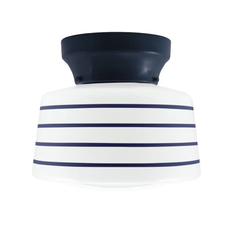 Kao Drum Schoolhouse Flush Mount, 705-Navy, Opaque Glass, Four Painted Band