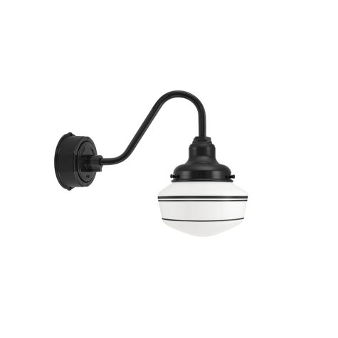 Primary LED Schoolhouse Gosoeneck, 100-Black, Small Opaque Glass, Triple Painted Band, 100-Black