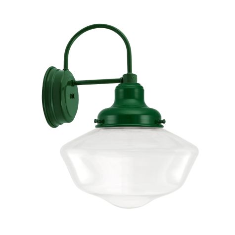 Primary LED Schoolhouse Sconce, 307-Emerald Green, Large Clear Glass