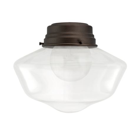 Primary Schoolhouse Flush Mount Light, 615-Oil-Rubbed Bronze, Large Clear Glass