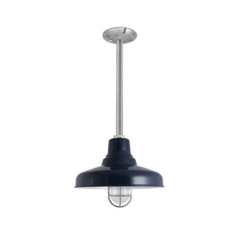 14" Union Nautical LED, 705-Navy, CGG-Standard Cast Guard, 975-Galvanized, FST-Frosted Glass, Mounting in 975-Galvanized