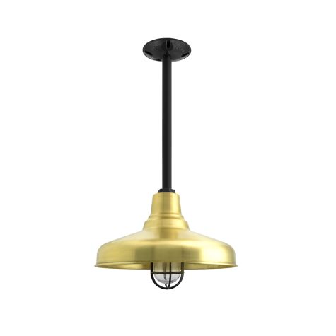 16" Union Nautical LED, 997-Natural Raw Brass, CGG-Standard Cast Guard, 100-Black, RIB-Ribbed Glass