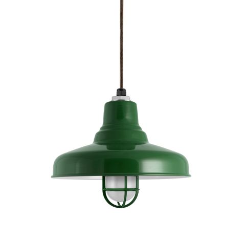 14" Union Nautical LED, 307-Emerald Green, CGG-Standard Cast Guard, FST-Frosted Glass, CSBB-Black & Brown Chevron Cord