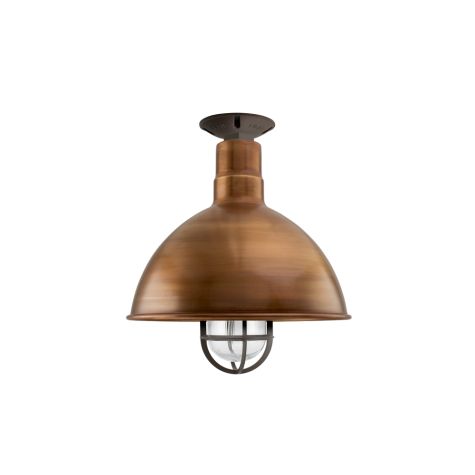 12" Wilcox Nautical LED, 996-Natural Weathered Copper, CGG-Standard Cast Guard, 600-Bronze, RIB-Ribbed Glass, Mounting in 600-Bronze