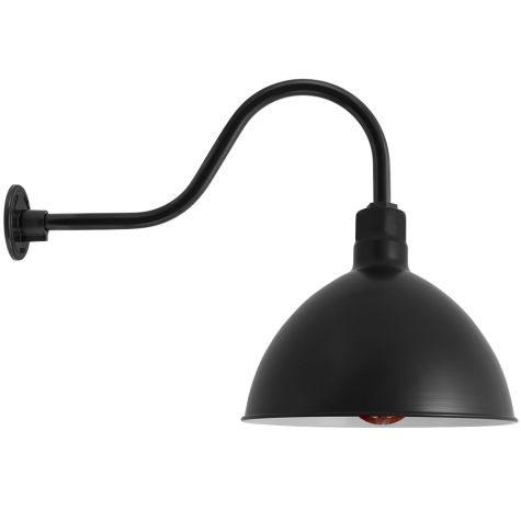 16" Wilcox Nautical LED, 100-Black, TGG-Heavy Duty Cast Guard, 400-Barn Red, FST-Frosted Glass, G22 Gooseneck Arm