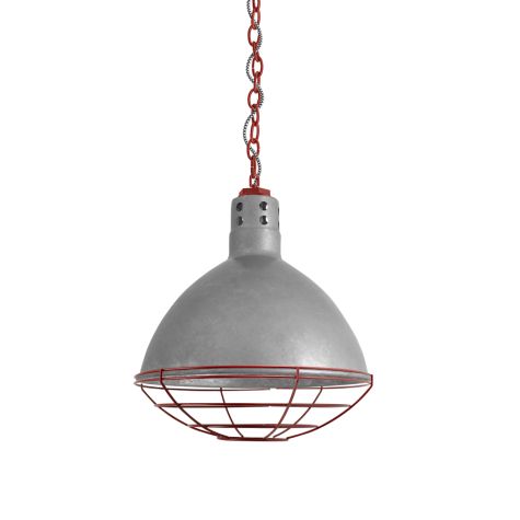 14" Wilcox Vented, 975-Galvanized, Circle Vents, Mounting in 400-Barn Red, Wire Cage, 400-Barn Red, CSBW-Black & White Cloth Cord