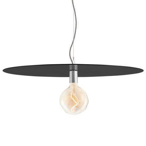 Ellington 30" Pendant, 100-Black, Cup in 975-Galvanized, CSBW-Black & White Cloth Cord, Shown with 40W G40 Bulb