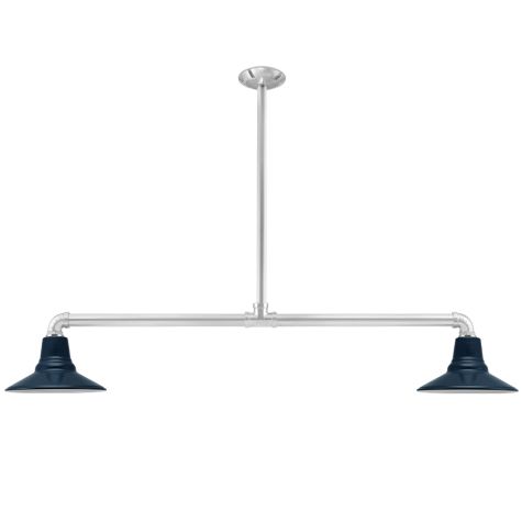 Aero 2-Light, 705-Navy, Mounting in 980-Brushed Aluminum, 18" Arms, Standard Canopy