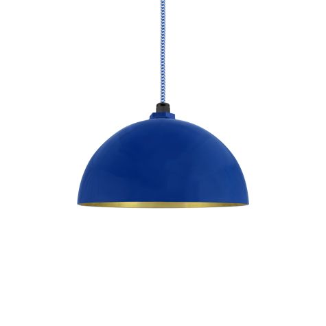 12" Loma, Exterior in 700-Royal Blue, Interior in 997-Natural Raw Brass, CSUW-Blue & White Cloth Cord