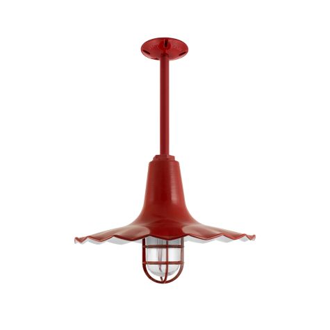 16" Seaside Nautical LED, 400-Barn Red, CGG-Standard Cast Guard, RIB-Ribbed Glass