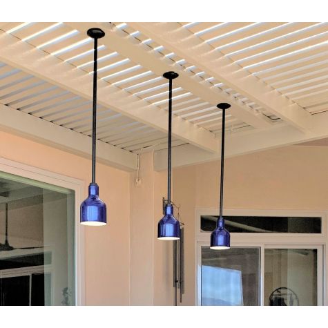 Tuscany Stem Mount, 710-Cobalt Blue, 36" stem, 106-Matte Black | Photo Courtesy of Home Owner