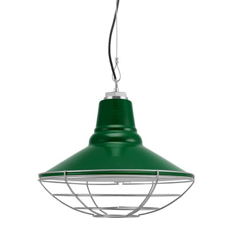 14" Aero Studio Light, 307-Emerald Green, Wire Cage, 975-Galvanized, SBK-Standard Black Cord