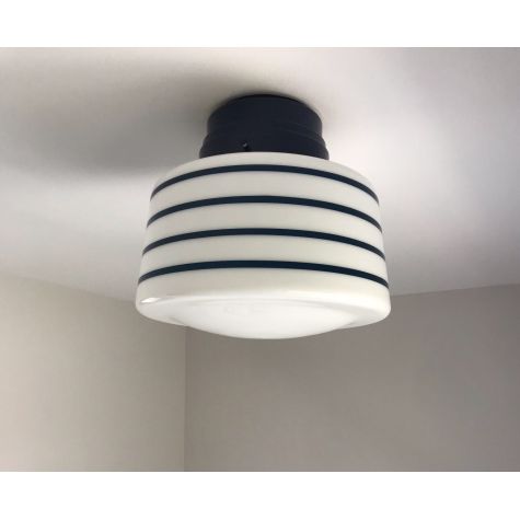 Drum Flush Mount, Opaque, 705-Navy, PB8-Four Painted Bands, 705-Navy | Photo Courtesy of Homeowner
