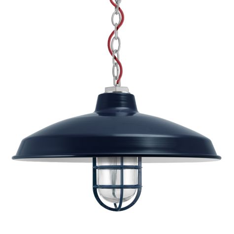 16" Marathon Nautical LED, 705-Navy, CGG-Standard Cast Guard, RIB-Ribbed Glass, TRD-Red Cloth Cord