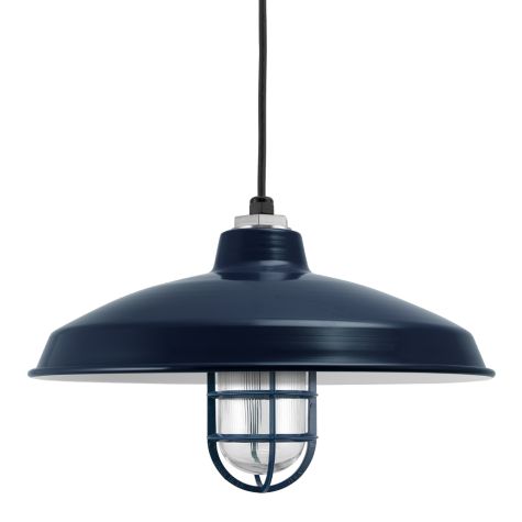 16" Marathon Nautical LED, 705-Navy, CGG-Standard Cast Guard, RIB-Ribbed Glass, CSB-Black Cloth Cord