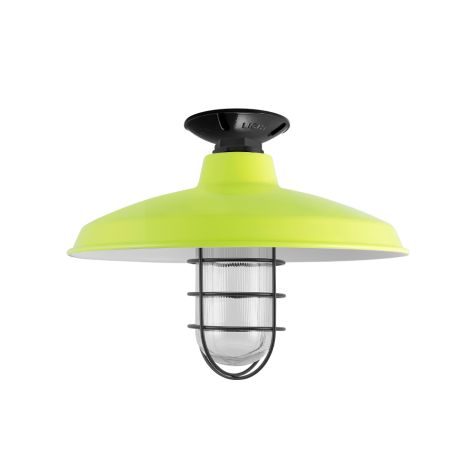 16" Marathon Nautical, 380-Chartreuse, WGG-Wire Guard, 100-Black, RIB-Ribbed Glass, Mounting in 100-Black