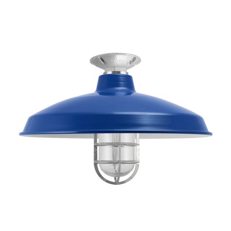 16" Marathon Nautical LED, 700-Royal Blue, CGG-Standard Cast Guard, 975-Galvanized, RIB-Ribbed Glass, Mounting in 975-Galvanized