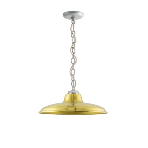 12" Marathon, 997-Natural Raw Brass, Mounting in 975-Galvanized, CSGW-Gold & White Cloth Cord