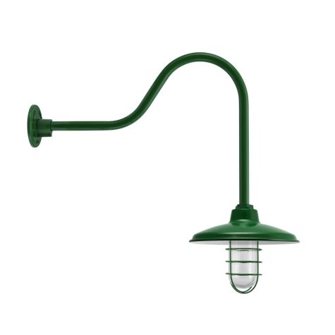 12" Marathon Nautical LED, 307-Emerald Green, WGG-Wire Guard, RIB-Ribbed Glass, G32 Gooseneck Arm