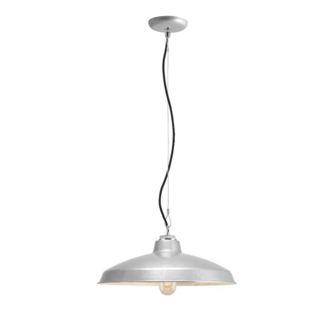 16" Marathon, 975-Galvanized, CSB-Black Cloth Cord, Shown with LED Edison T14 Bulb