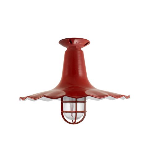 16" Seaside Nautical LED, 400-Barn Red, CGG-Standard Cast Guard, RIB-Ribbed Glass