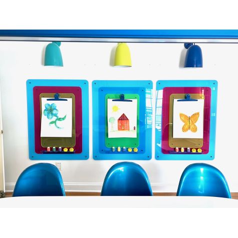 Egg Wall Sconce, Exteriors in 700-Royal Blue, 390-Teal, 380-Chartreuse, Interior in 200-White, 8" projection | Photo Courtesy of Project Playrooms