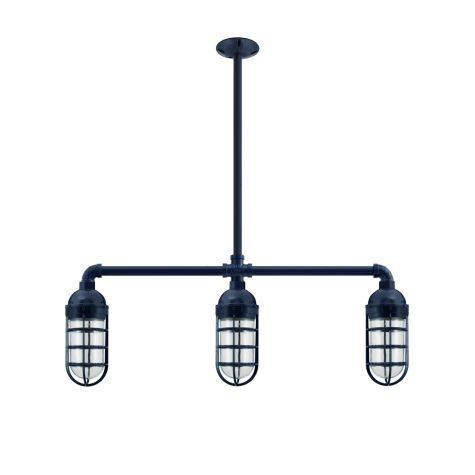 Alliance LED 3-Light Chandelier, 705-Navy, Topless Shade, CGG-Standard Cast Guard, CLR-Clear Glass