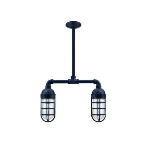 Merger LED 2-Light Chandelier, 705-Navy, Topless Shade, CGG-Standard Cast Guard, CLR-Clear Glass